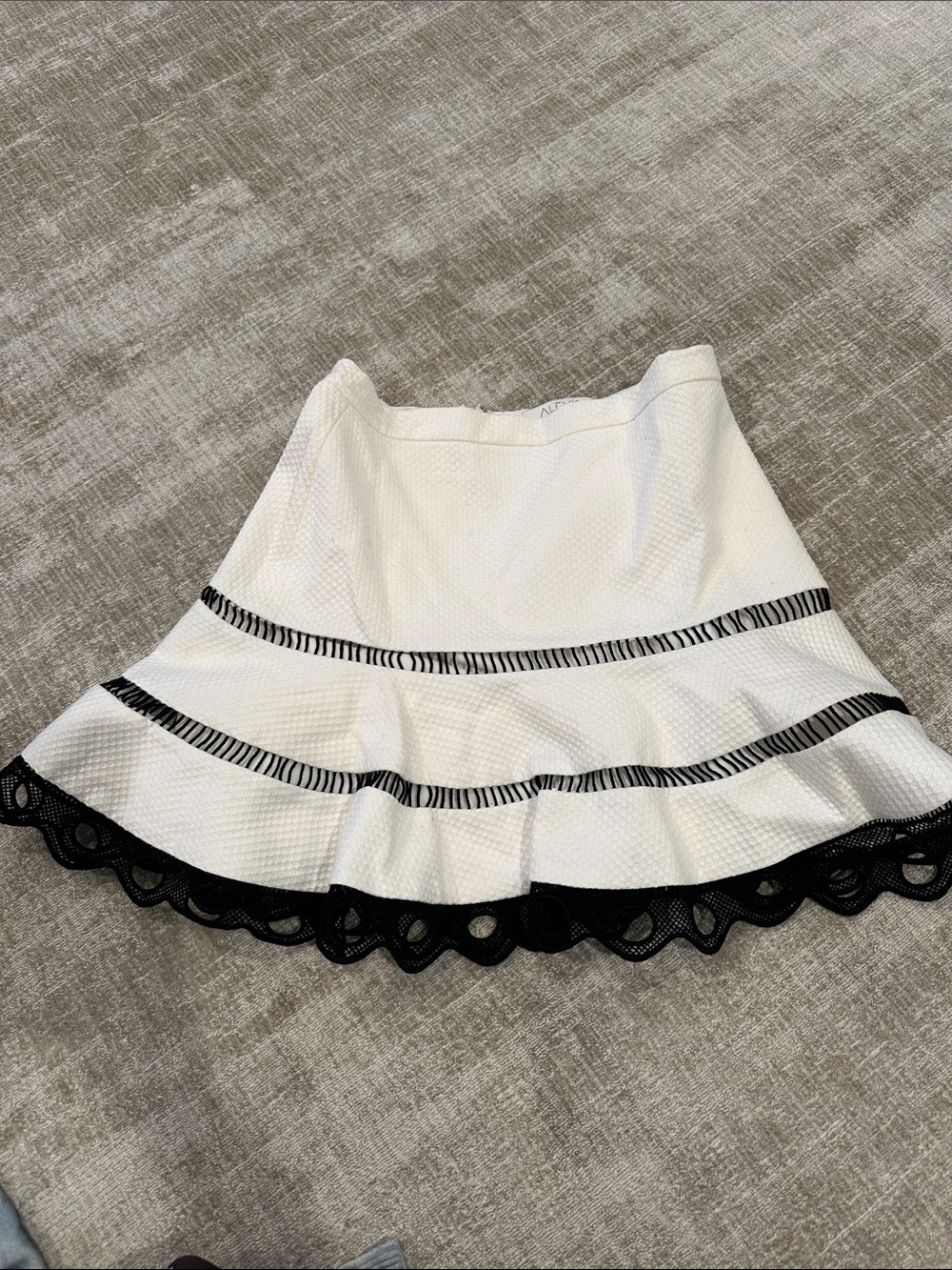 Alexis White Circle Skirt with Black Trim